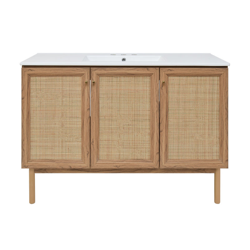 Classe 48" Freestanding Bathroom Vanity in Golden Oak with 3-Hole Widespread Sink Top