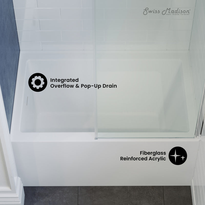 Voltaire 48 x 32 Skirted Left Drain Soaking Apron Bathtub in Glossy White with Integrated Overflow, Drain Included