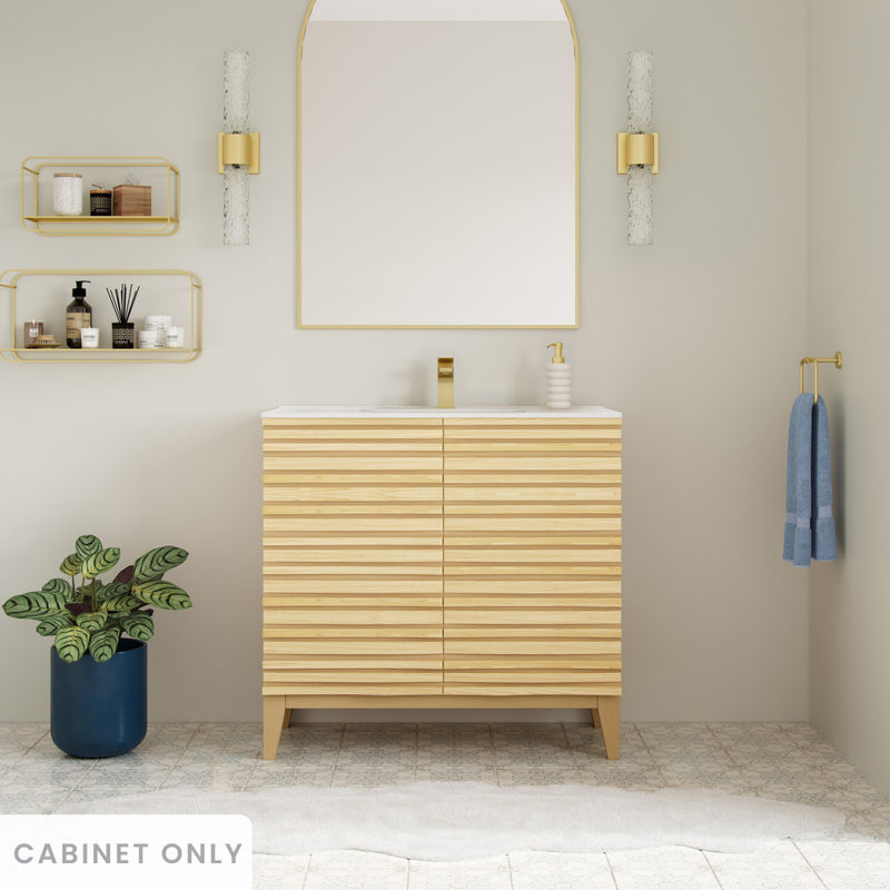 Cascade 30" Freestanding Bathroom Vanity Cabinet without Top in Natural Oak