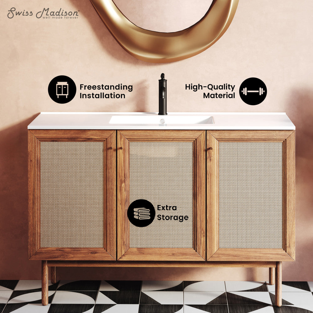 Classe 48" Freestanding Bathroom Vanity in Golden Oak with Sink Top