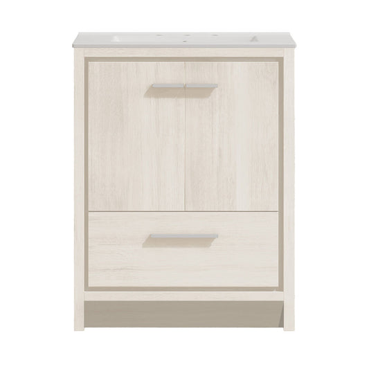 Virage 30" Freestanding Bathroom Vanity in White Oak with Widespread Sink Top