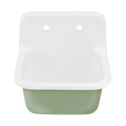 Loire 22" Cast Iron Rectangle Wall-Mounted Sink in Glossy Sage