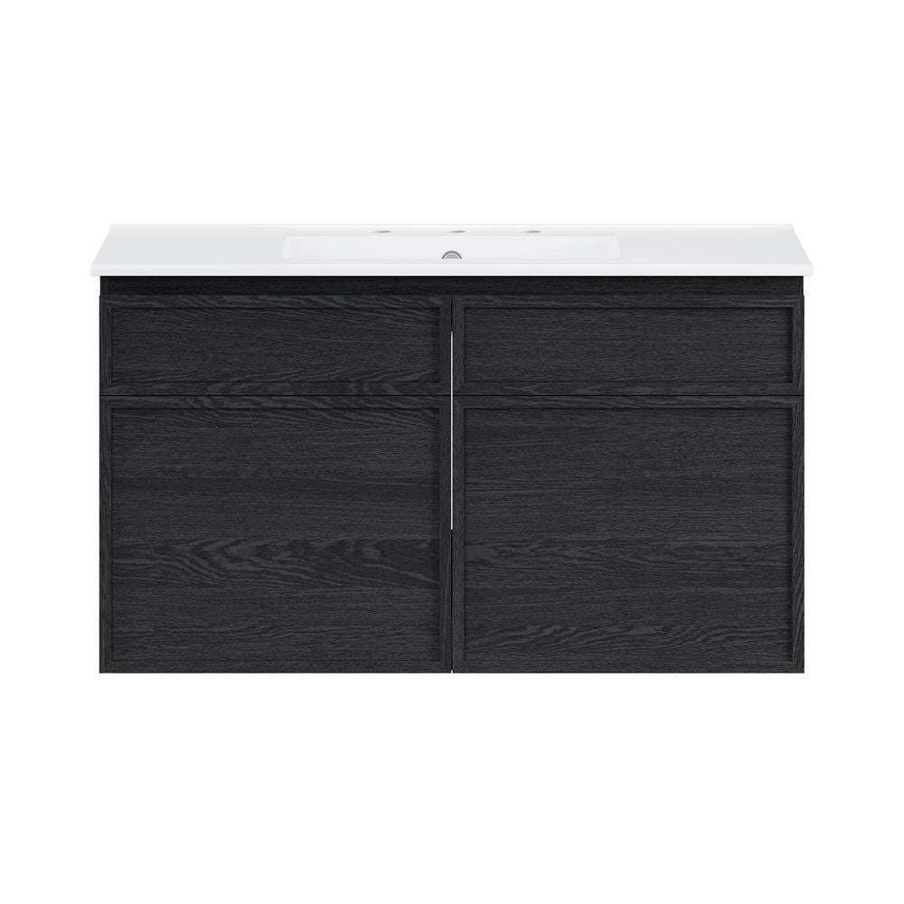 St. Tropez 36" Wall-Mounted Bathroom Vanity in Black Oak with 3-Hole Widespread Sink Top