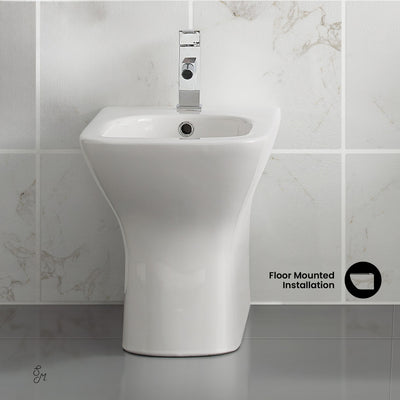 Carre Floor Mount Classic Bidet in Glossy White