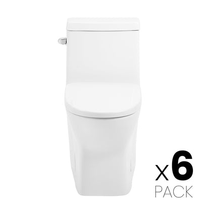 Sublime II One-Piece 12" Rough-in 1.28 GPF Left Flush Round Compact Toilet in Glossy White (6 - Pack)