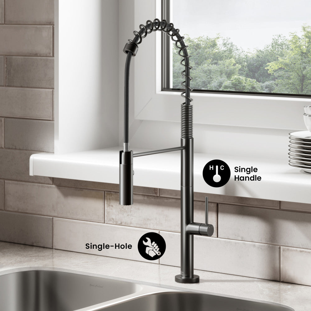 Chalet Single Handle, Pull-Down Kitchen Faucet in Matte Black