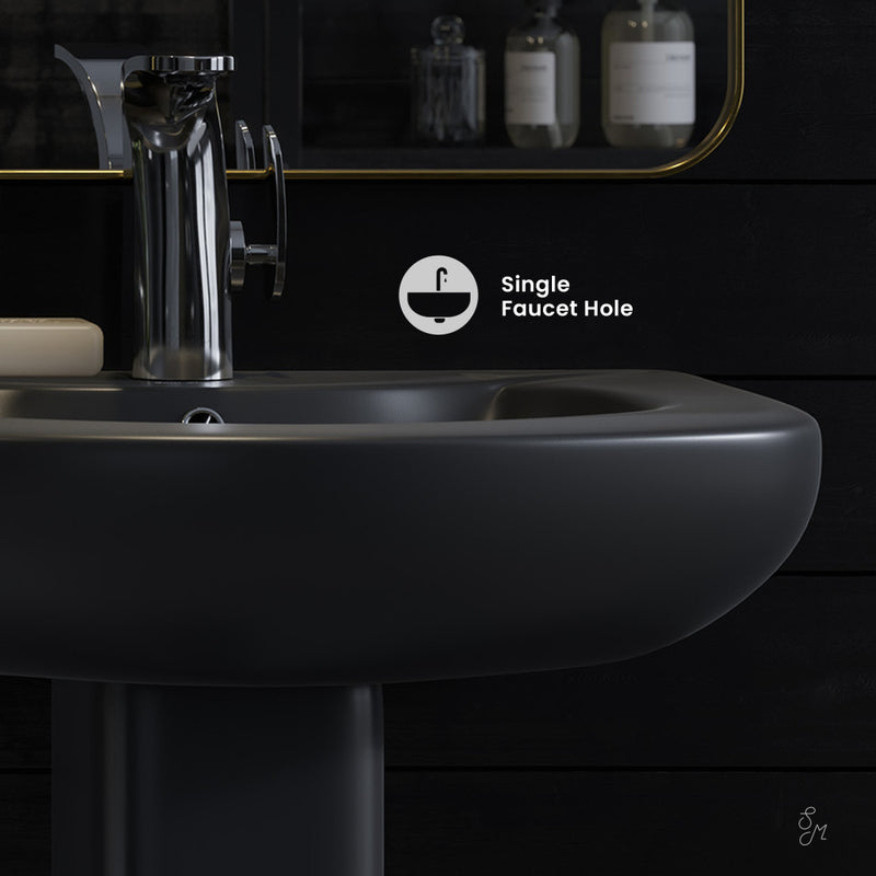 Chateau Two-Piece Round Pedestal Sink in Matte Black