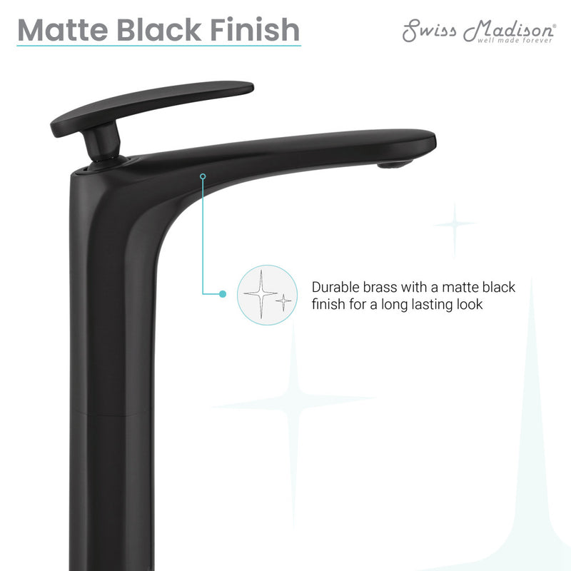 Sublime Single Hole, Single-Handle, High Arc Bathroom Faucet in Matte Black