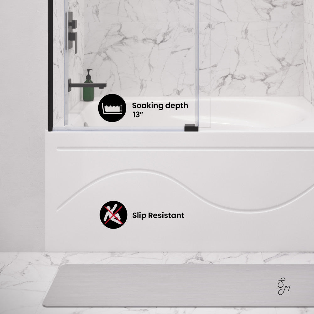 Ivy 54 x 30 Skirted Left Drain Soaking Alcove Bathtub in Glossy White with Integrated Armrest