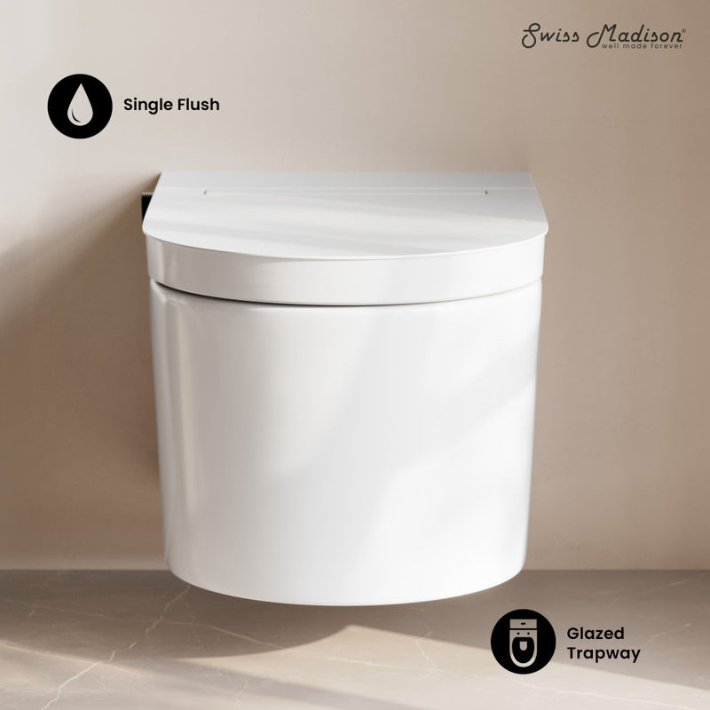 Hugo H Wall-Hung Toilet in Glossy White with Manual Bidet and Supporting Frame