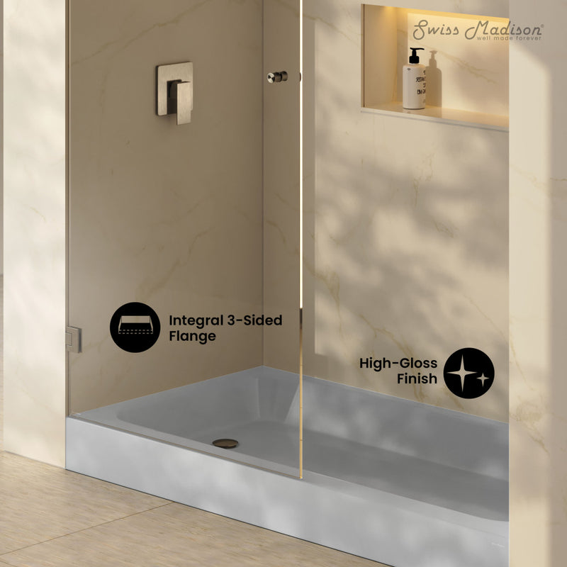 Voltaire 60 x 30 Shower Pan Base with Left Drain in Glossy Gray