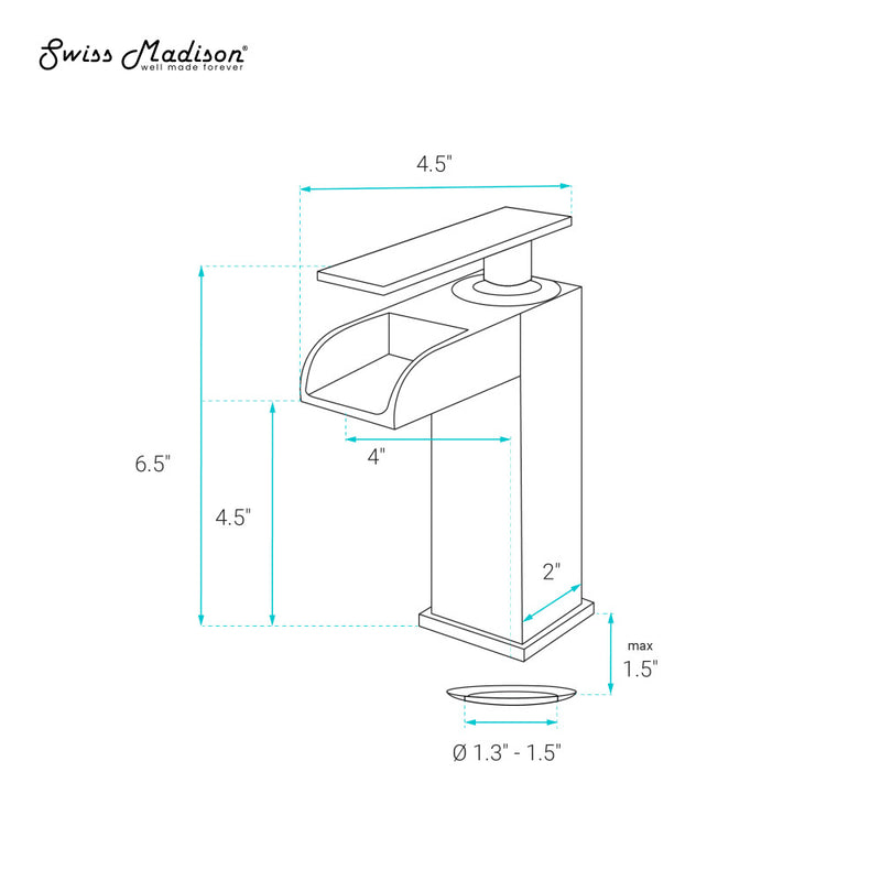 Concorde Single Hole, Single-Handle, Waterfall Bathroom Faucet in Matte Black