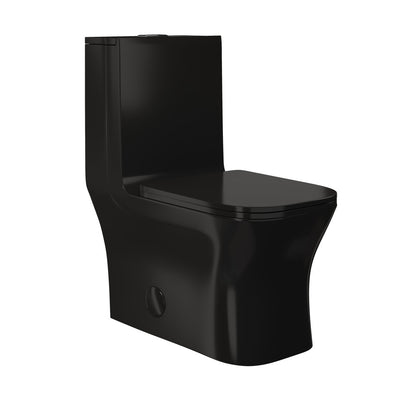 Concorde One Piece Square Toilet Dual Flush in Glossy Black 1.1/1.6 gpf