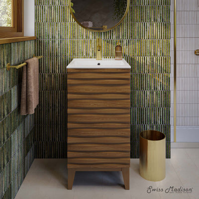 Cascade 18" Bathroom Vanity in Brown Oak