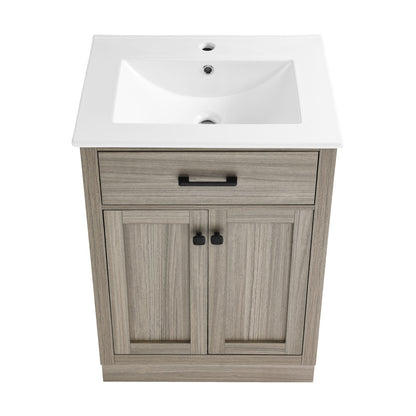Burdon 24" Freestanding Bathroom Vanity in Weathered Oak with Sink Top