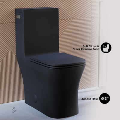 Concorde One-Piece 12" Rough-in 1.28 GPF Left-Hand Flush Square Toilet in Matte Black