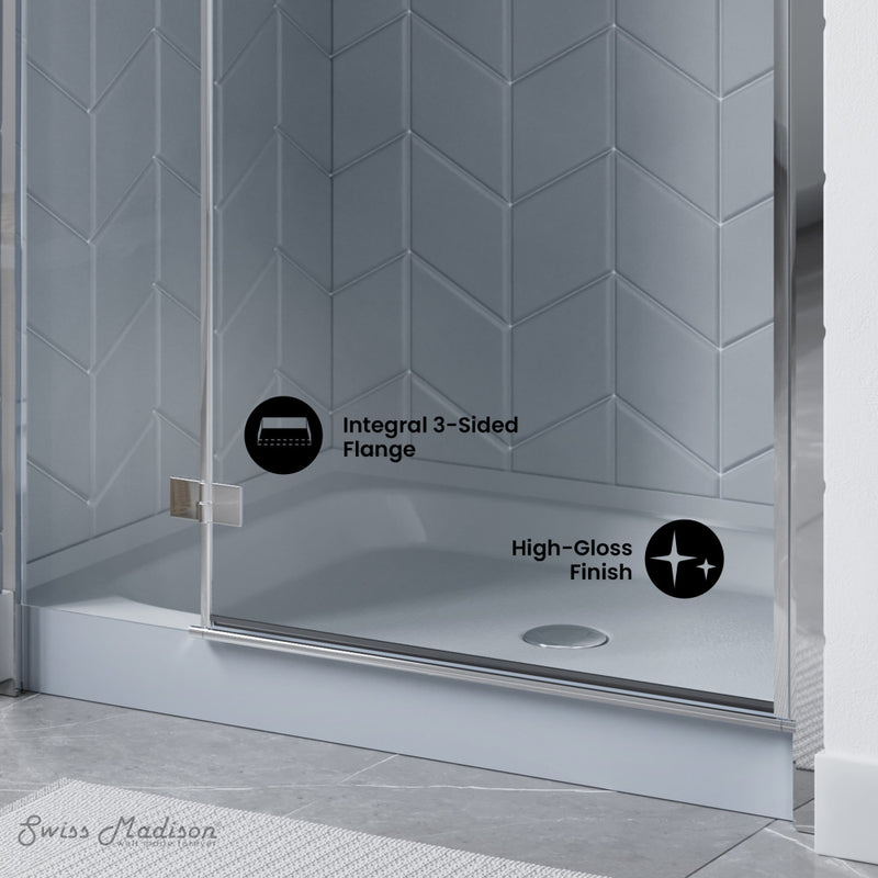 Voltaire 48" x 36" Single-Threshold, Center Drain, Shower Base in Grey