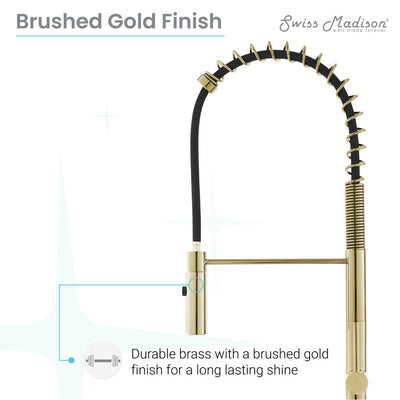 Chalet Single Handle, Pull-Down Kitchen Faucet in Brushed Gold