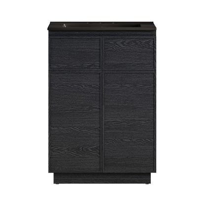 St. Tropez 24" Freestanding Bathroom Vanity in Black Oak with Black 3-Hole Widespread Sink Top