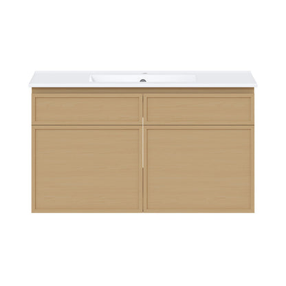 St. Tropez 36" Wall-Mounted Bathroom Vanity in Natural Oak with Sink Top