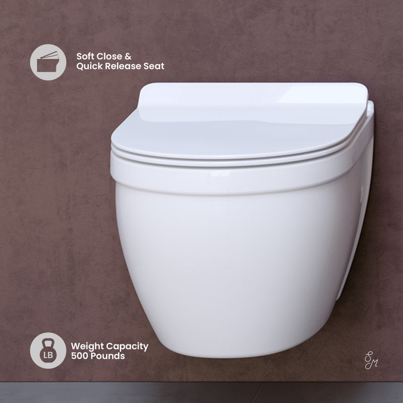 Swiss Madison Well Made Forever SM-WK450-01C - Ivy Wall Hung Elongated Toilet Bundle, Glossy White