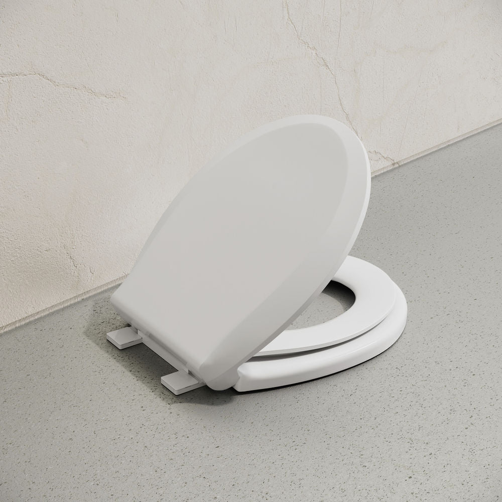 Round Toilet Seat with Toddler Seat Built In, Family Toilet Seat in Glossy White