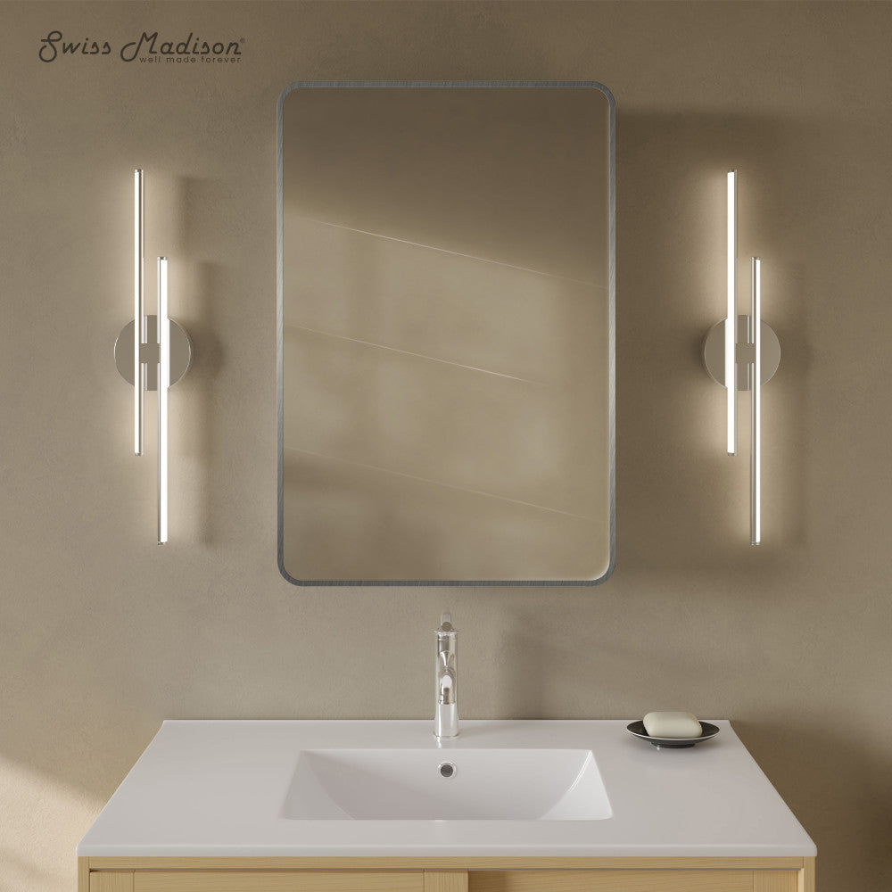 Pierre 20 x 30 Rectangle Recessed/Wall Mount Medicine Cabinet with Mirror in Polished Chrome