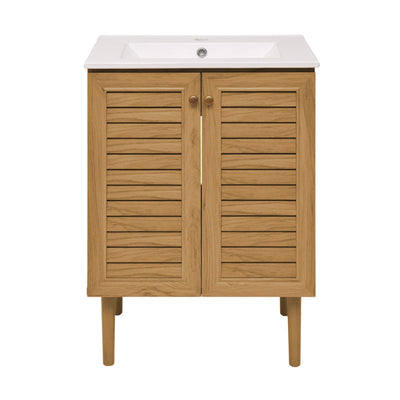 Bron 24" Freestanding Bathroom Vanity in Golden Oak with Sink Top