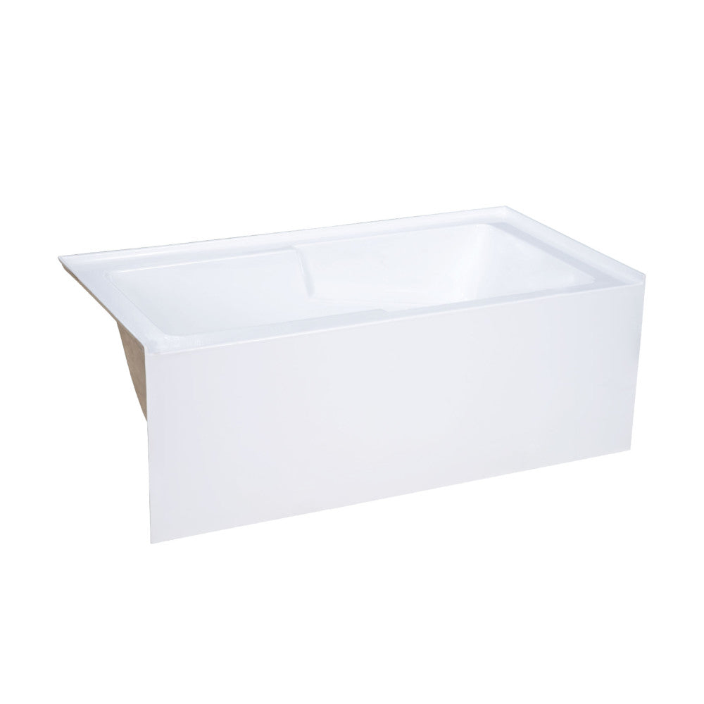 Voltaire 60 x 32 Skirted Right Drain Soaking Apron Bathtub in Glossy White with Integrated Overflow and Armrest, Drain Included