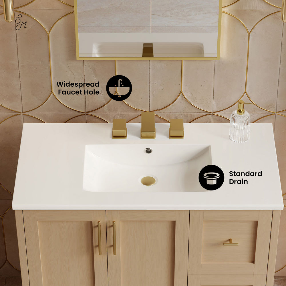 Forme 36" Modular Freestanding Bathroom Vanity with 3-Hole Widespread Top in Natural Oak