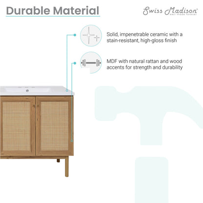 Classe 60" Freestanding Bathroom Vanity in Golden Oak with 3-Hole Widespread Double Basin Sink Top