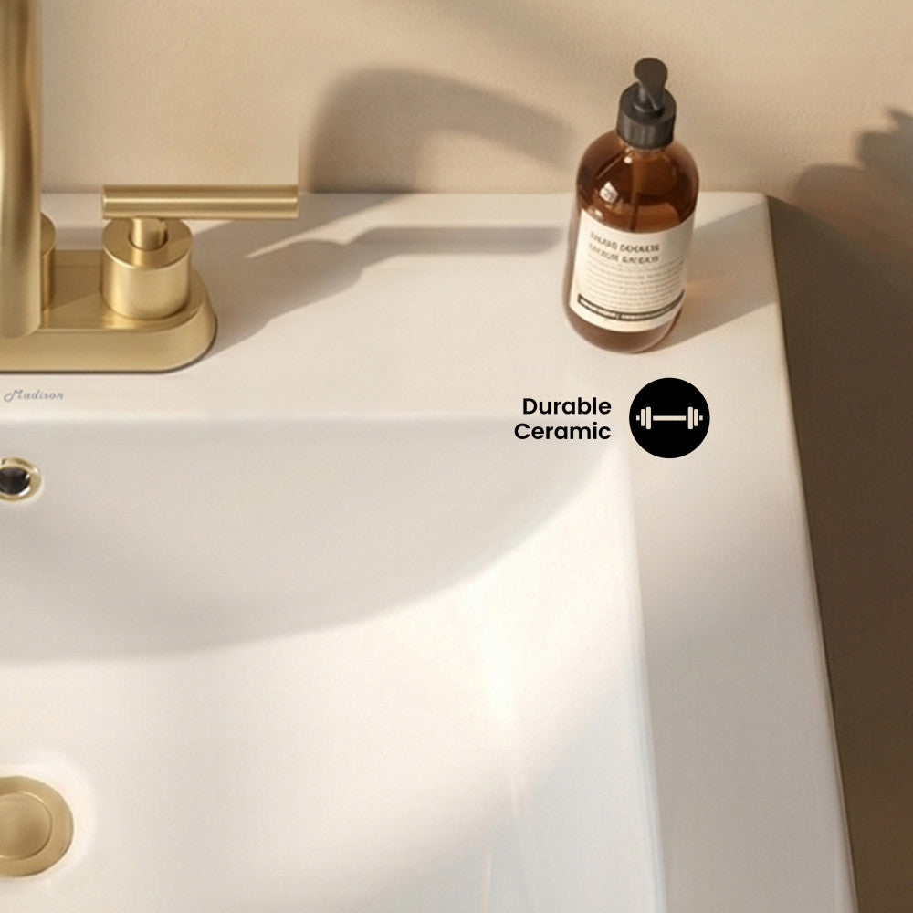 24" 3-Hole Centerset Vanity Sink Top in Glossy White