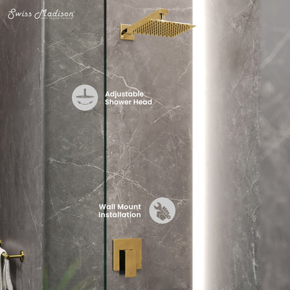 Concorde Single-Handle 1 Spray 8" Wall Mounted Fixed Shower Head in Brushed Gold (Valve Included)