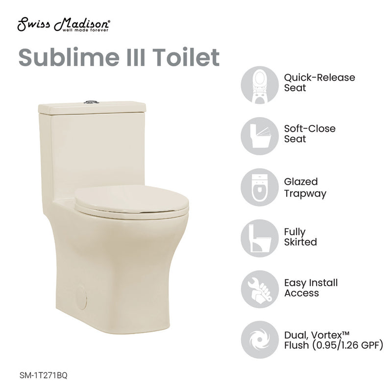 Sublime III One-Piece Round Toilet Vortex™ Dual-Flush 0.95/1.26 gpf in Bisque