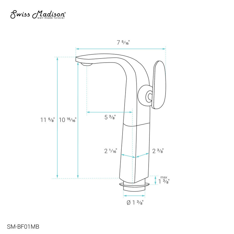 Chateau Single Hole, Single-Handle, High Arc Bathroom Faucet in Matte Black