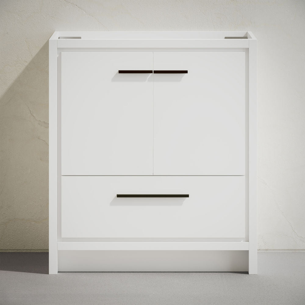Virage 30" Freestanding Bathroom Vanity in White without Sink Top