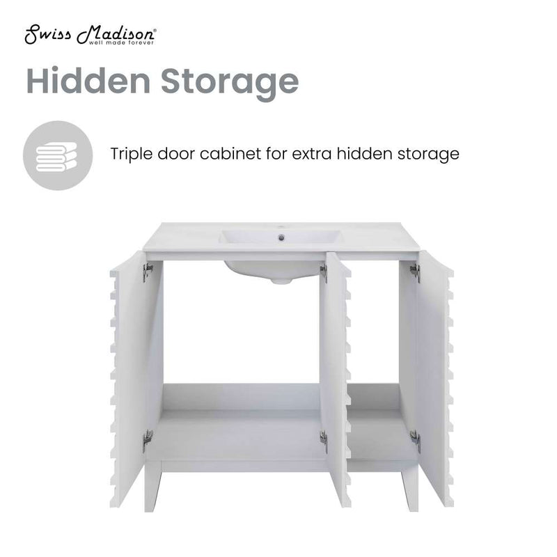 Cascade 36" Freestanding Bathroom Vanity in Natural oak with Sink Top