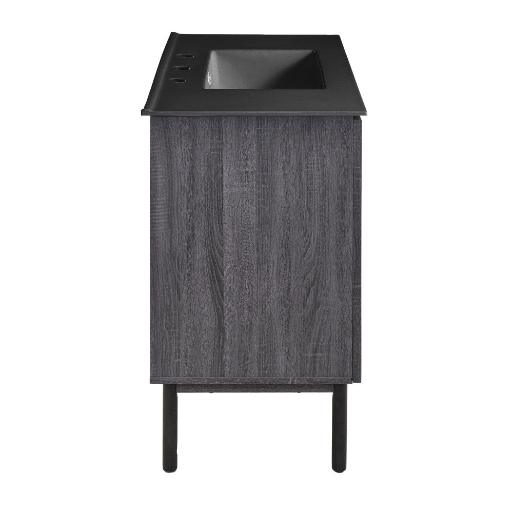 Classe 36" Freestanding Bathroom Vanity in Black Oak with Black 3-Hole Widespread Sink Top