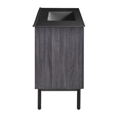 Classe 36" Freestanding Bathroom Vanity in Black Oak with Black 3-Hole Widespread Sink Top