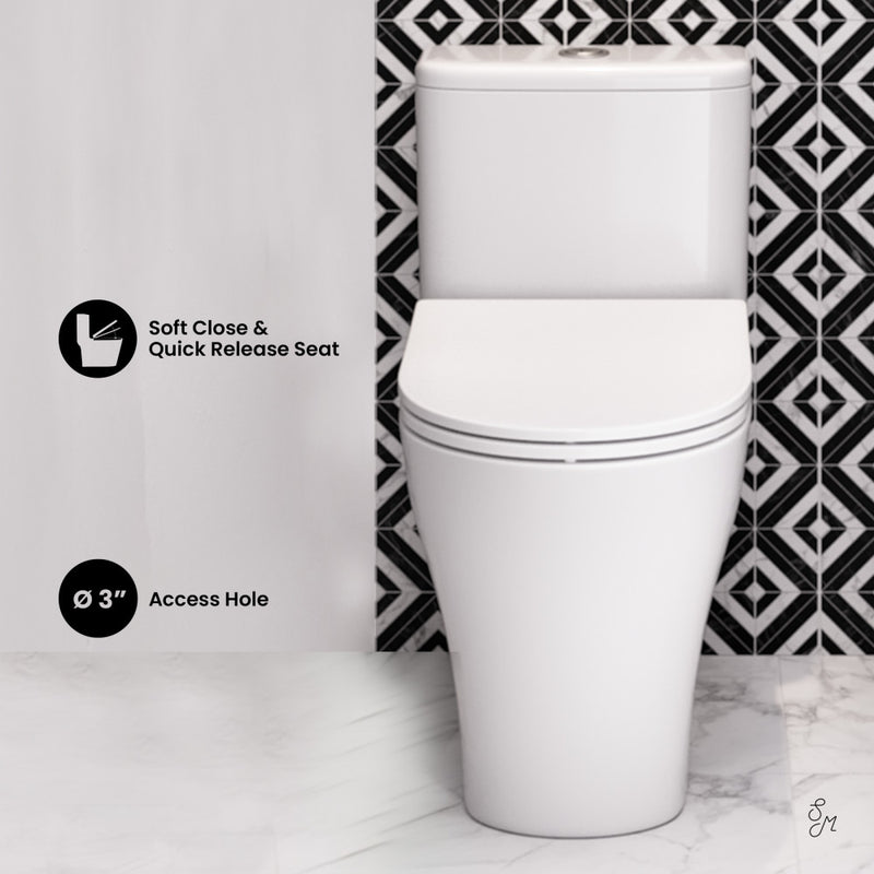 Cascade One-Piece 12" Rough-in 1.1/1.6 GPF Single Vortex Dual Flush Compact Toilet in Glossy White