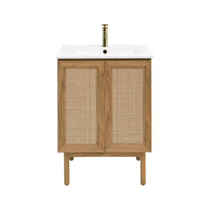 Classe 24" Freestanding Bathroom Vanity in Golden Oak with Sink Top