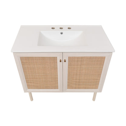 Classe 36" Freestanding Bathroom Vanity in White Oak with 3-Hole Widespread Sink Top