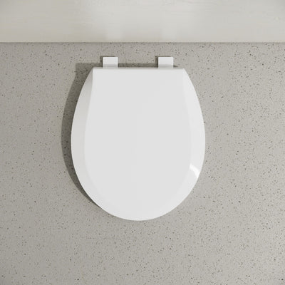Round Toilet Seat with Toddler Seat Built In, Family Toilet Seat in Glossy White