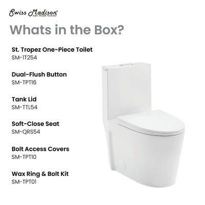 St. Tropez One-Piece Elongated Toilet Vortex Dual-Flush 1.1/1.6 gpf