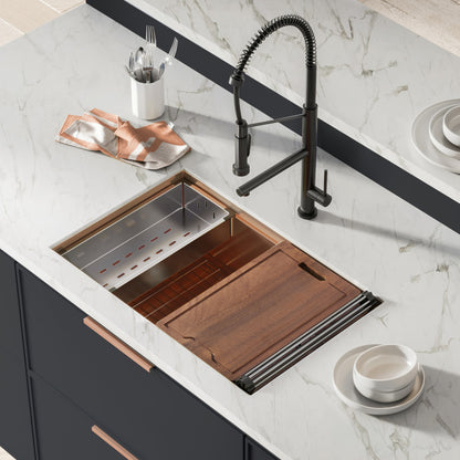 Tourner 30 x 19 Stainless Steel, Single Basin, Undermount Kitchen Workstation Sink in Rose Gold