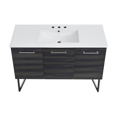 Annecy 48 in. Black Walnut Bathroom Vanity With White, 3-Hole Ceramic Sink Top