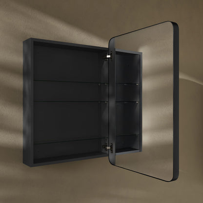 Pierre 20 x 30 Rectangle Recessed/Wall Mount Medicine Cabinet with Mirror in Matte Black