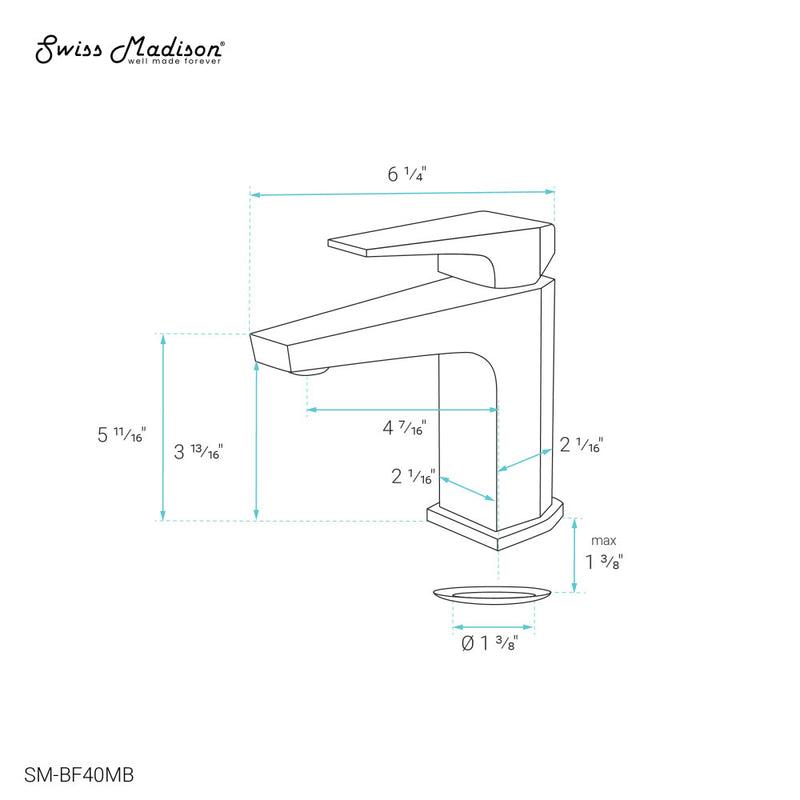 Voltaire Single Hole, Single-Handle, Bathroom Faucet in Matte Black