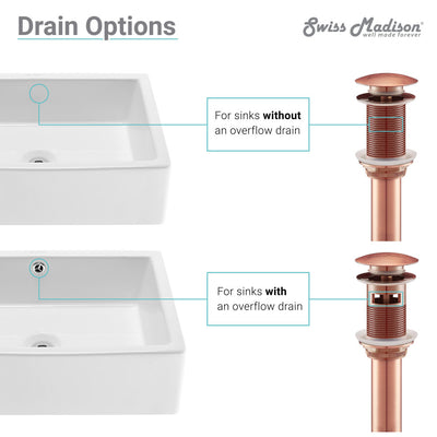 Residential Pop Up Sink Drain 1.75 in Rose Gold