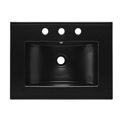 24" 3-Hole Widespread Vanity Sink Top in Glossy Black